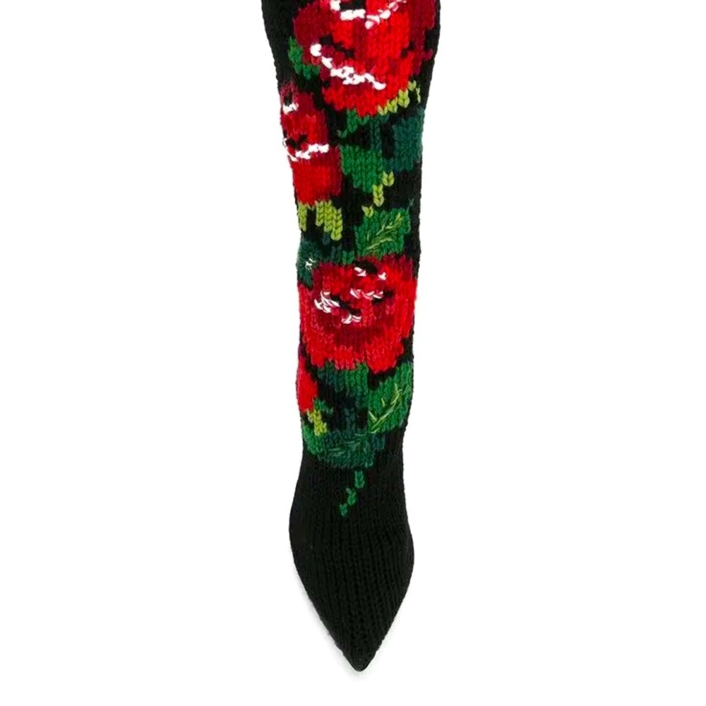 DOLCE & GABBANA Floral-Intarsia Knitted Boots - Picture 5 of 8
